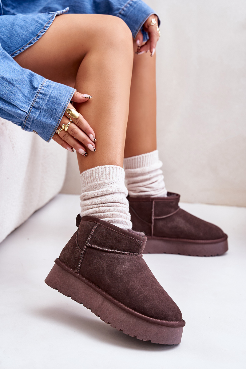 Fashion Suede Low Snow Boots Brown Nucca