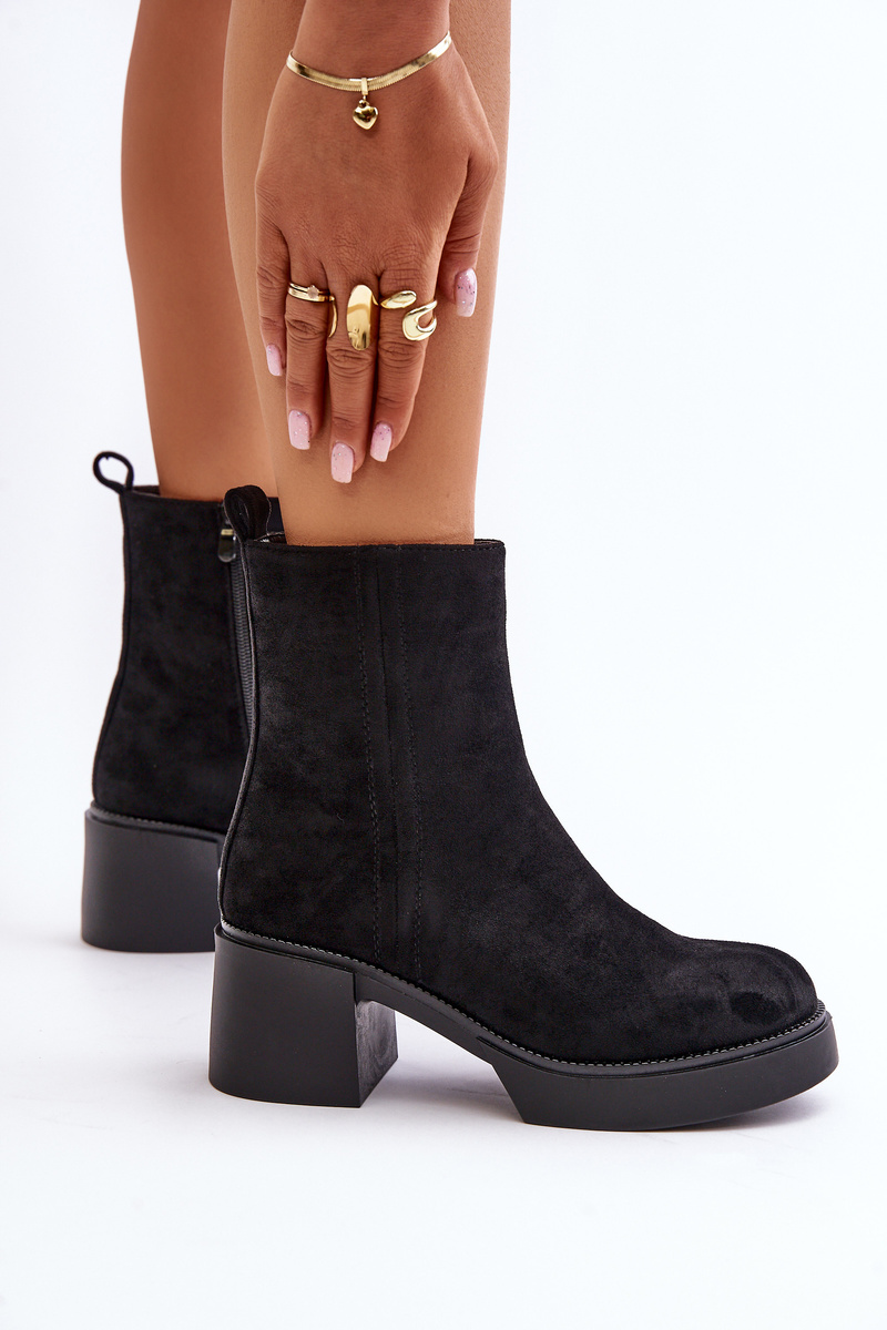 Eco Suede Women's Ankle Boots Insulated Black Meriluna