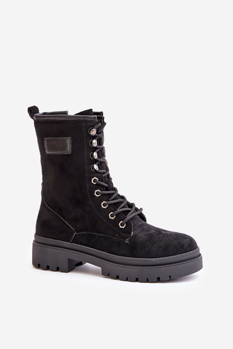 Women's ankle work boots with zip made of eco suede black Savalann