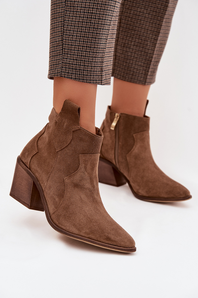 Dámske semišové členkové čižmy Zazoo 3153 khaki