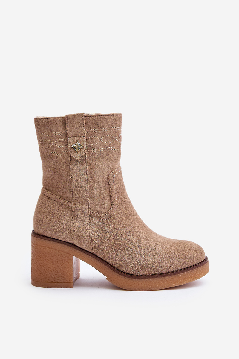 Insulated women's ankle boots on heel beige Vailia