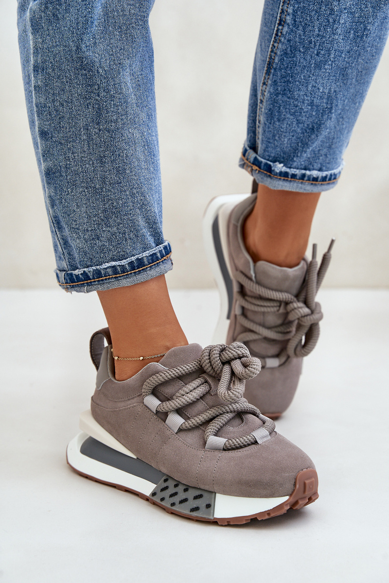 Boto Semišové dámske tenisky na platforme s hrubým šnurovaním Artiker