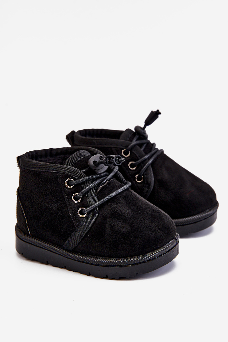 FR1 Detské čipky -Boots Izolované s kožušinovým čiernym poľovníkom