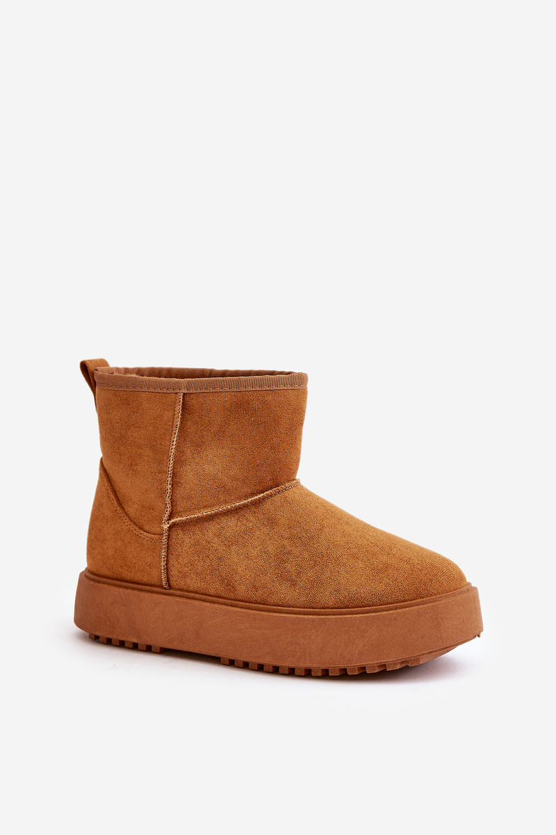 Women's platform snow boots made of eco suede Camel Atteria