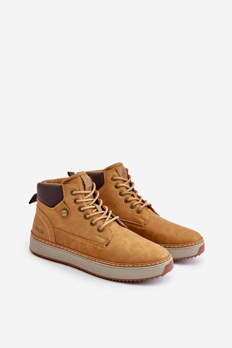 Lace-up men&#039;s ankle boots Big Star Hi-Poly System Camel