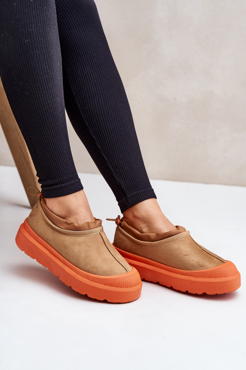 Women&#039;s platform snow boots with low shin part Camel Izamine