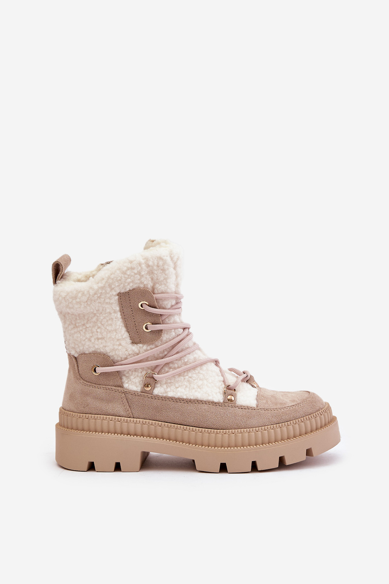 Ankle boots with sheepskin beige Merilana