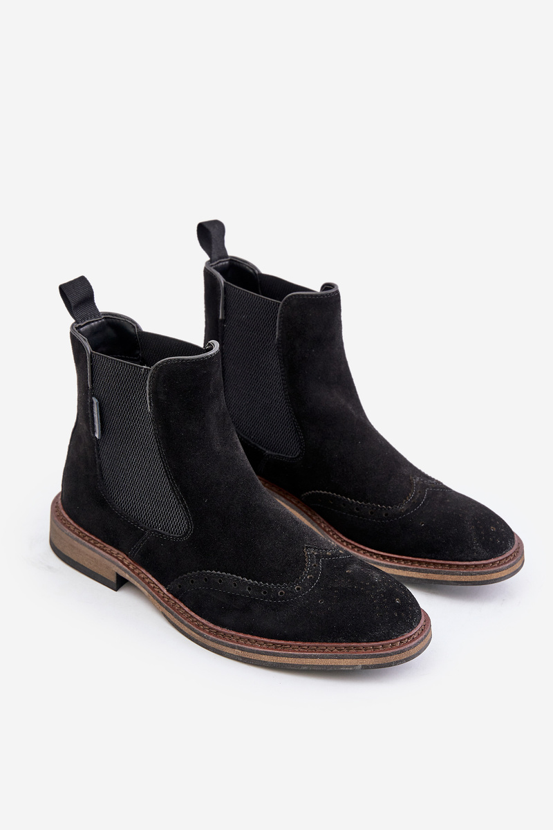 Suede Men&#039;s Ankle Boots Chelsea Big Star Black