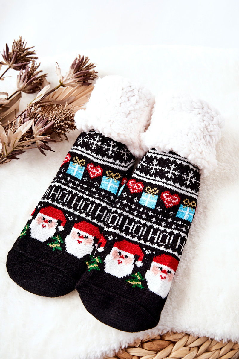 Aura.via Christmas Long Socks Santos Black