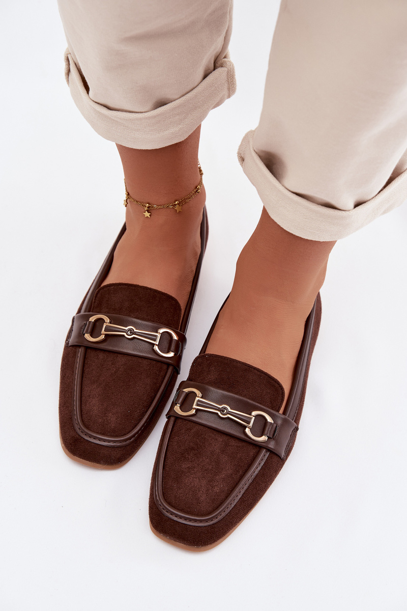 Dámské mokasíny s ozdobou hnědé