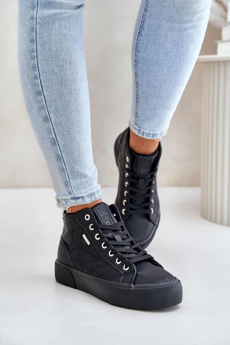 Insulated women's sneakers with Big Star stitching black