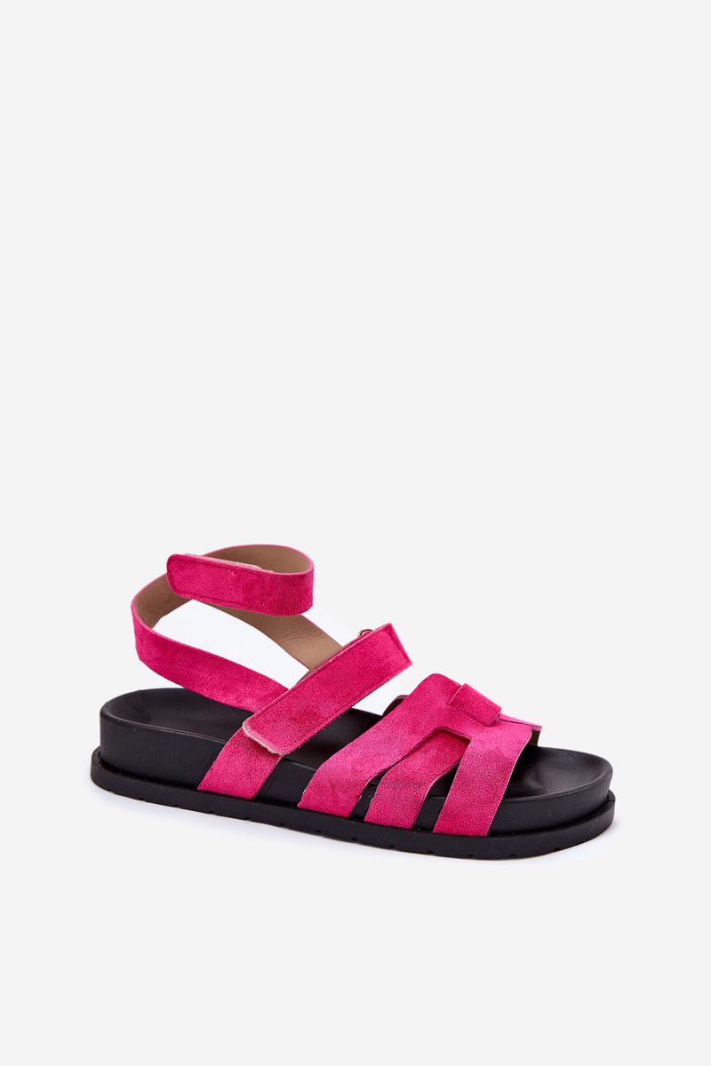 Boto Eko Semišové Dámske Sandále S Velcro Fuchsie Valpera