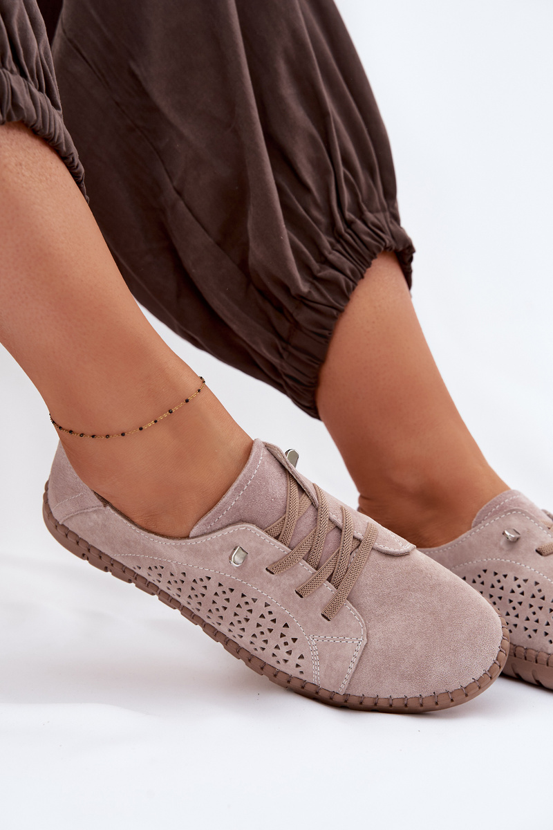 Дамски мокасини Evento от естествена кожа, бежови