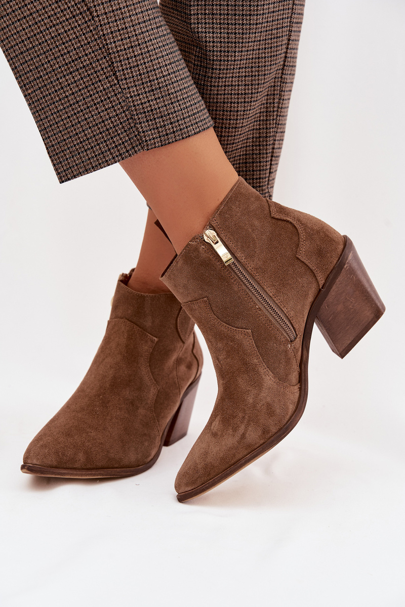 Dámske semišové členkové čižmy Zazoo 3153 khaki