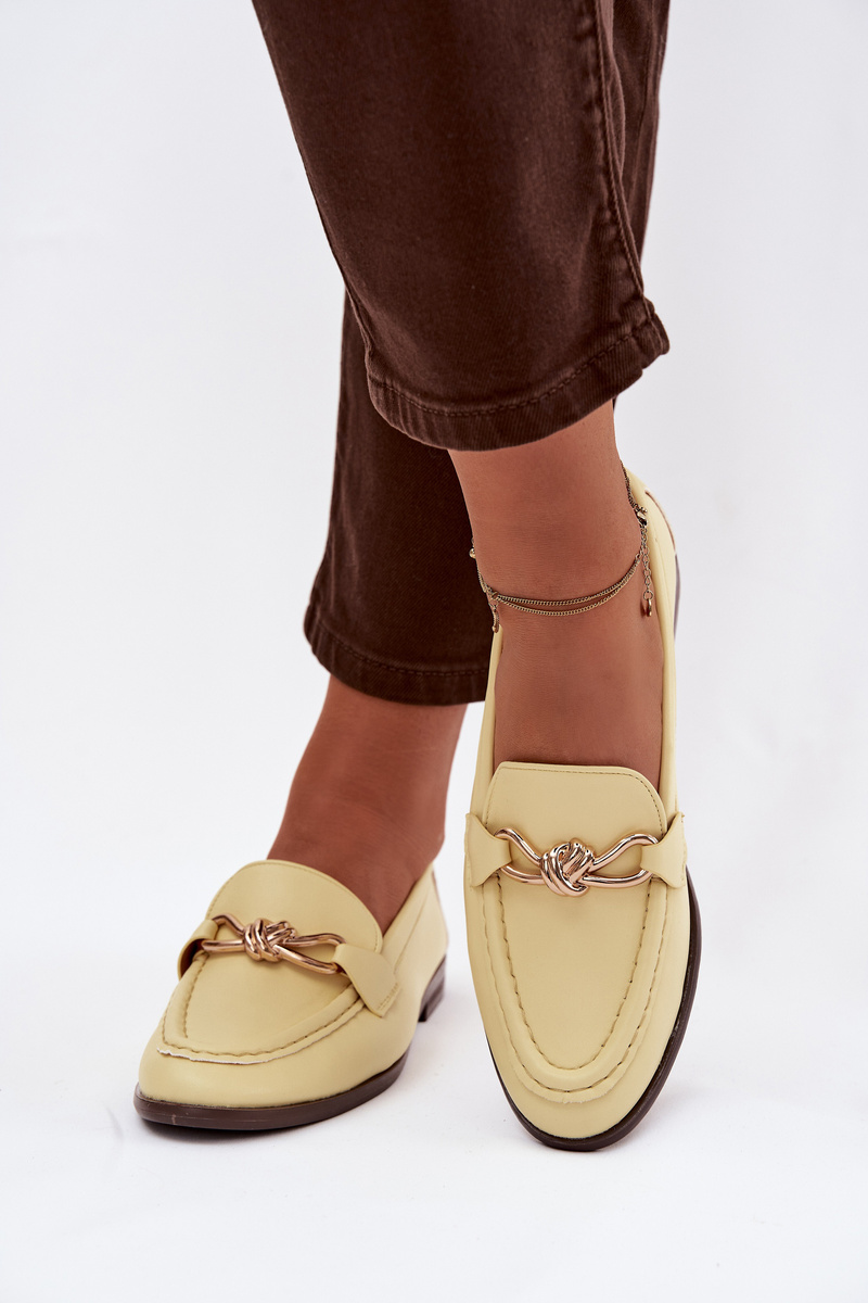 Дамски мокасини с декоративни детайли, жълти
