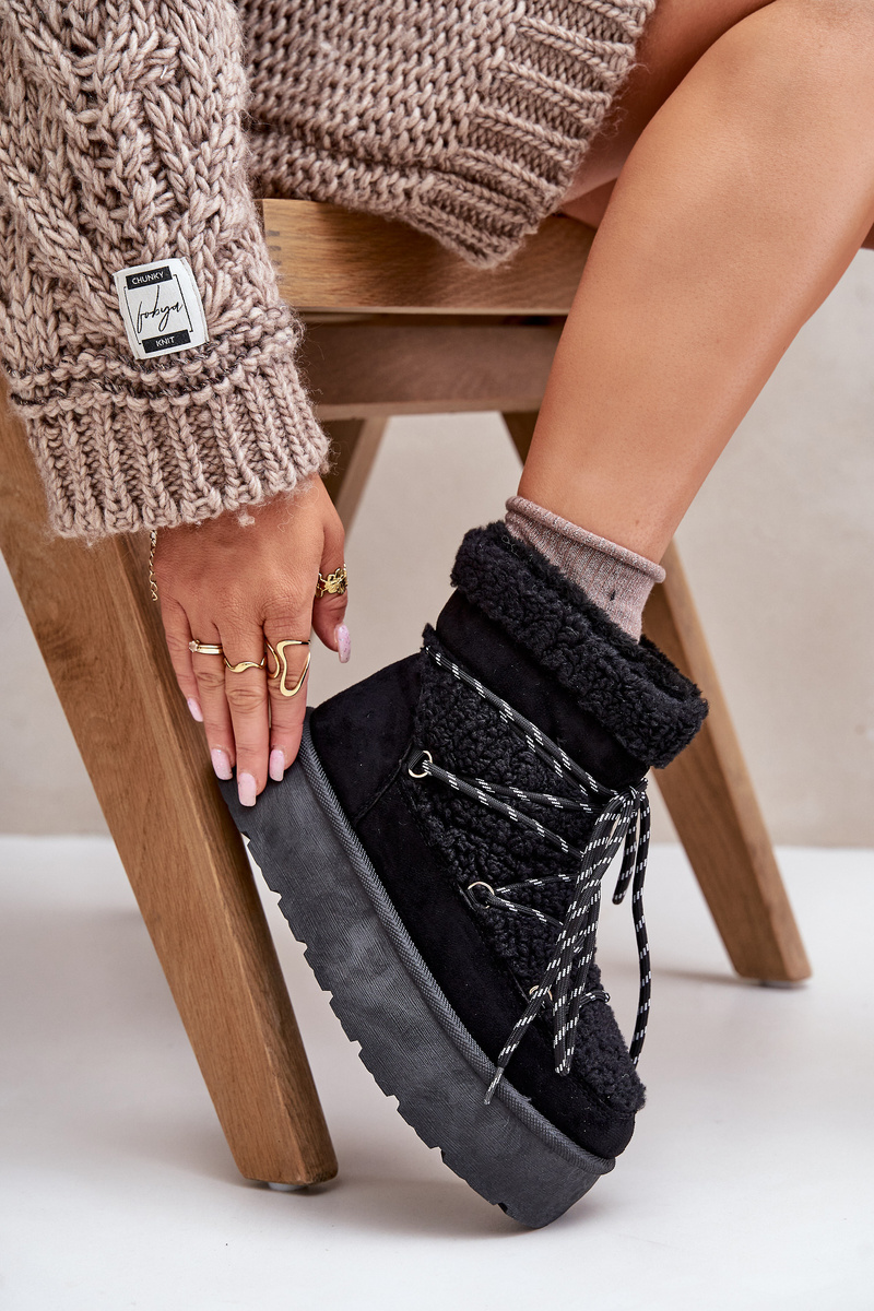 Platform snow boots with bindings black Izathiel