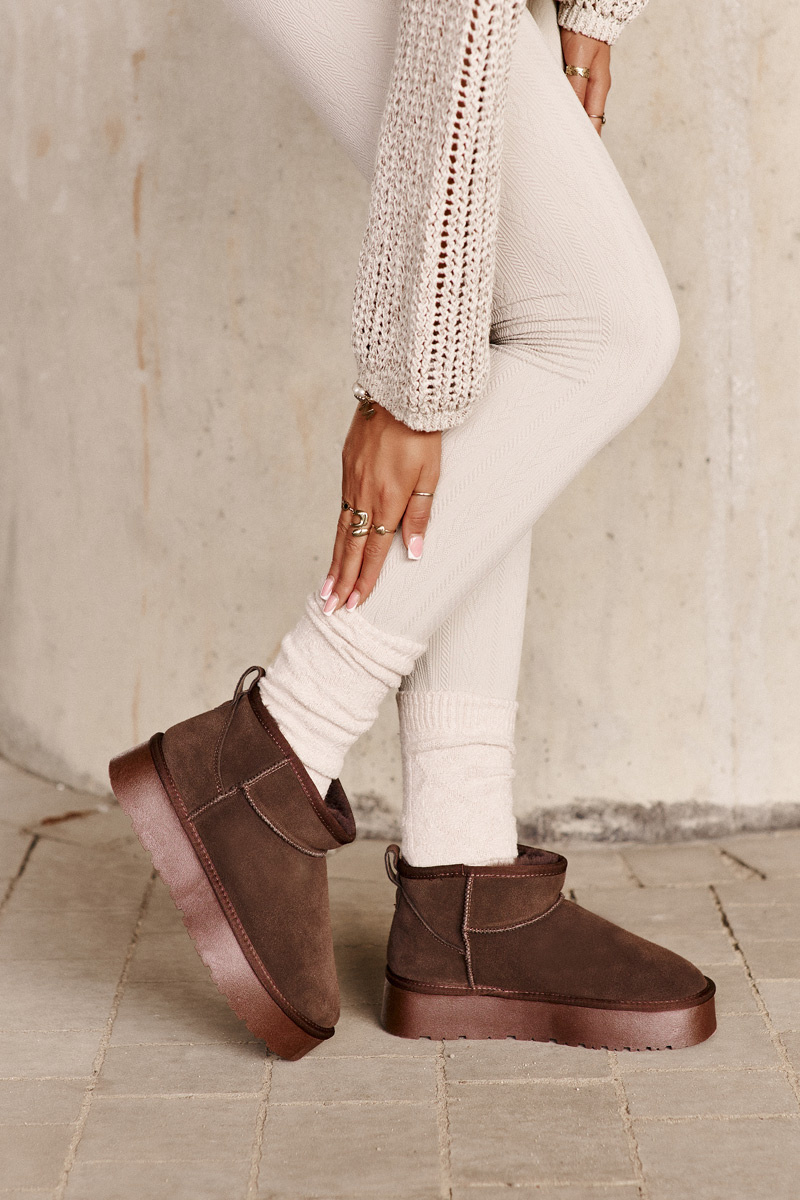 Fashion Suede Low Snow Boots Brown Nucca
