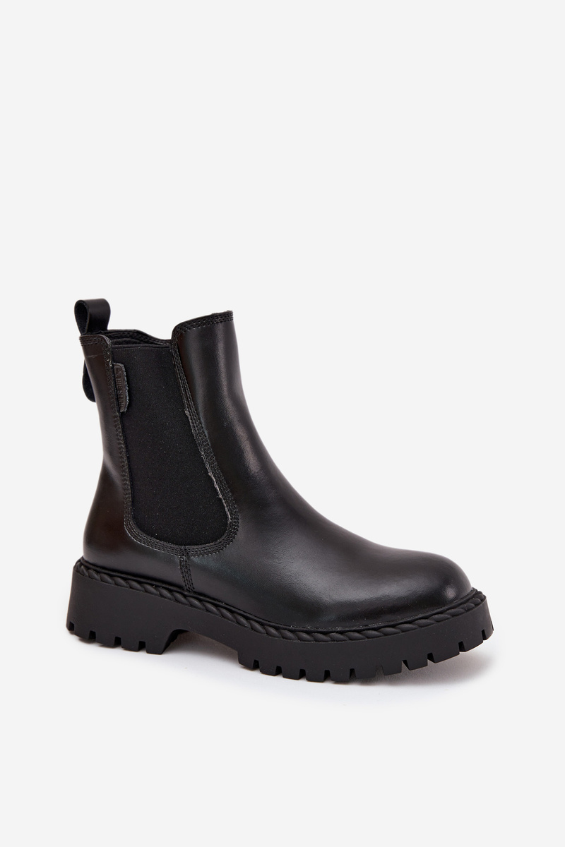 BIG STAR SHOES Kožené Dámske Čižmy S Izoláciou Na Zips Big Star