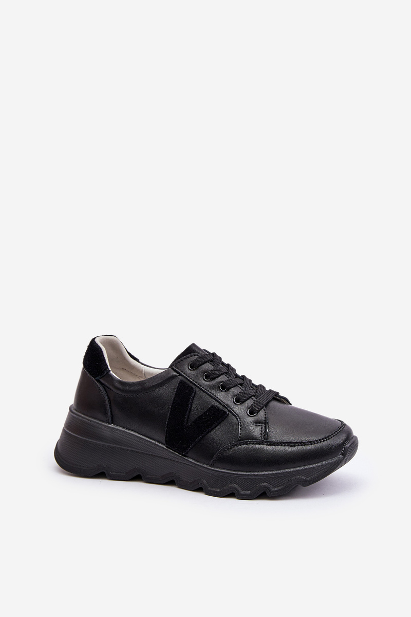 Leather women's sports shoes Vinceza black