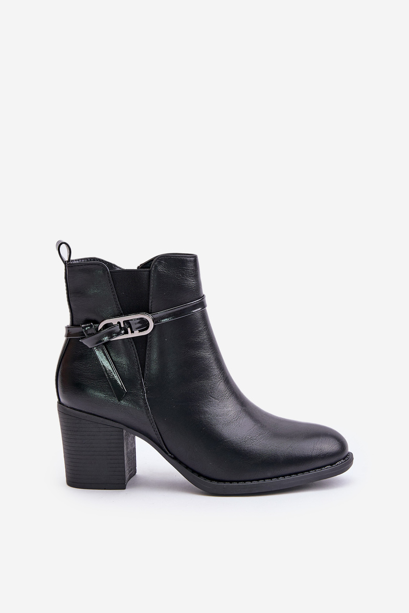 Women's ankle boots with heel with strap insulated black Zinithia