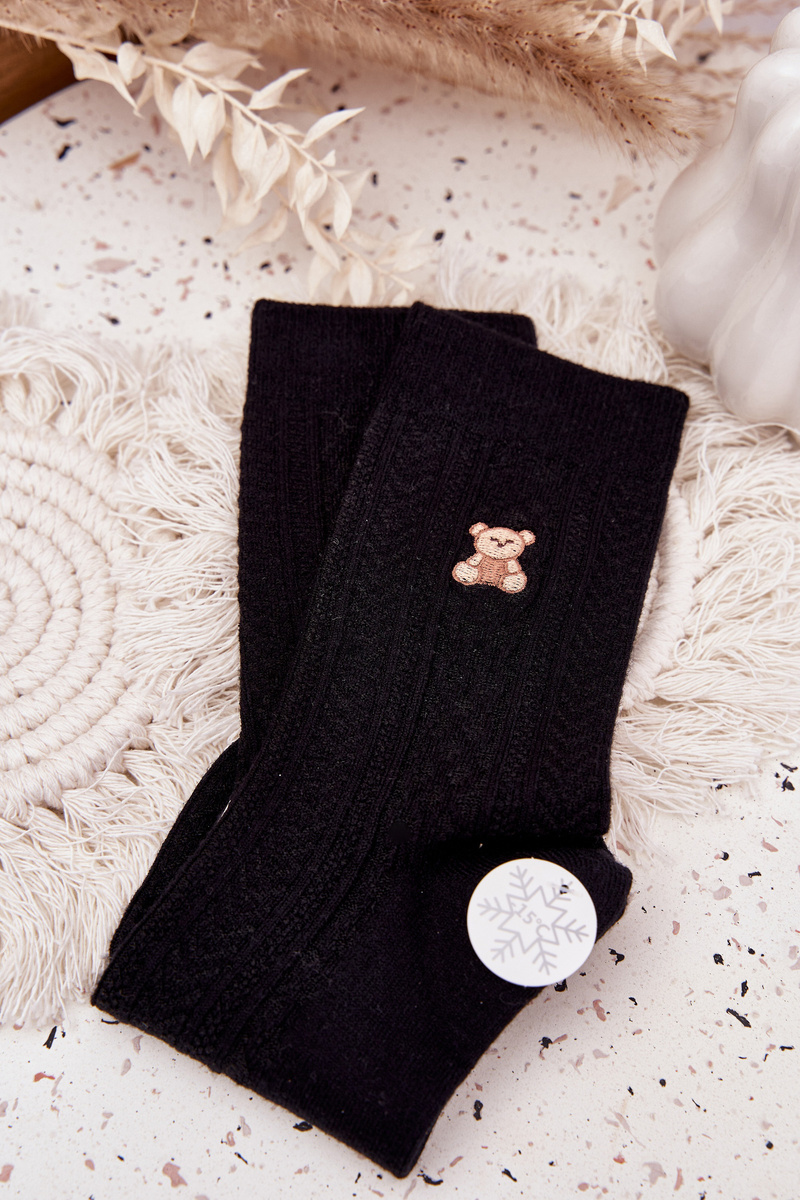 Дамски вълнени чорапи с плюшено мече