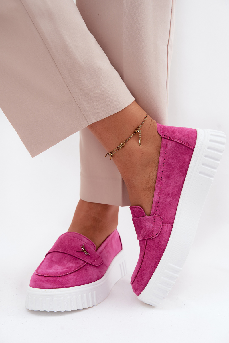 Pantofi slip-on din piele întoarsă cu platformă, Vinceza Fuchsia