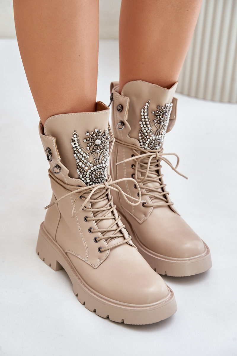 Eco leather ankle boots Workery with insulated D&A beige decoration