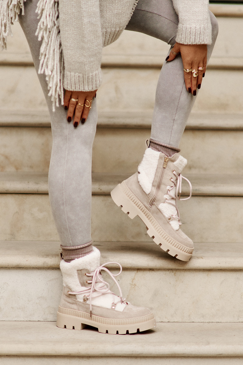 Ankle boots with sheepskin beige Merilana