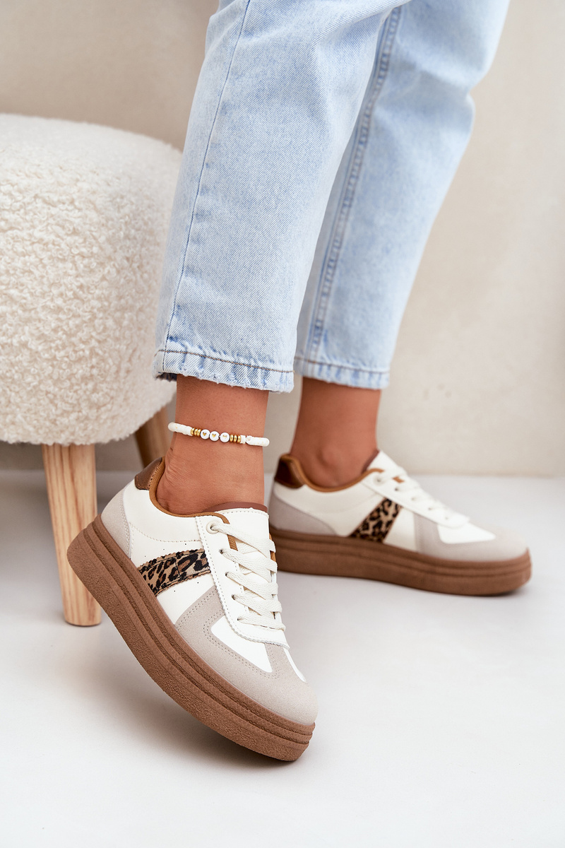 Boto Dámské Sneakersy Na Platformě Leopardí Béžové Lincidi