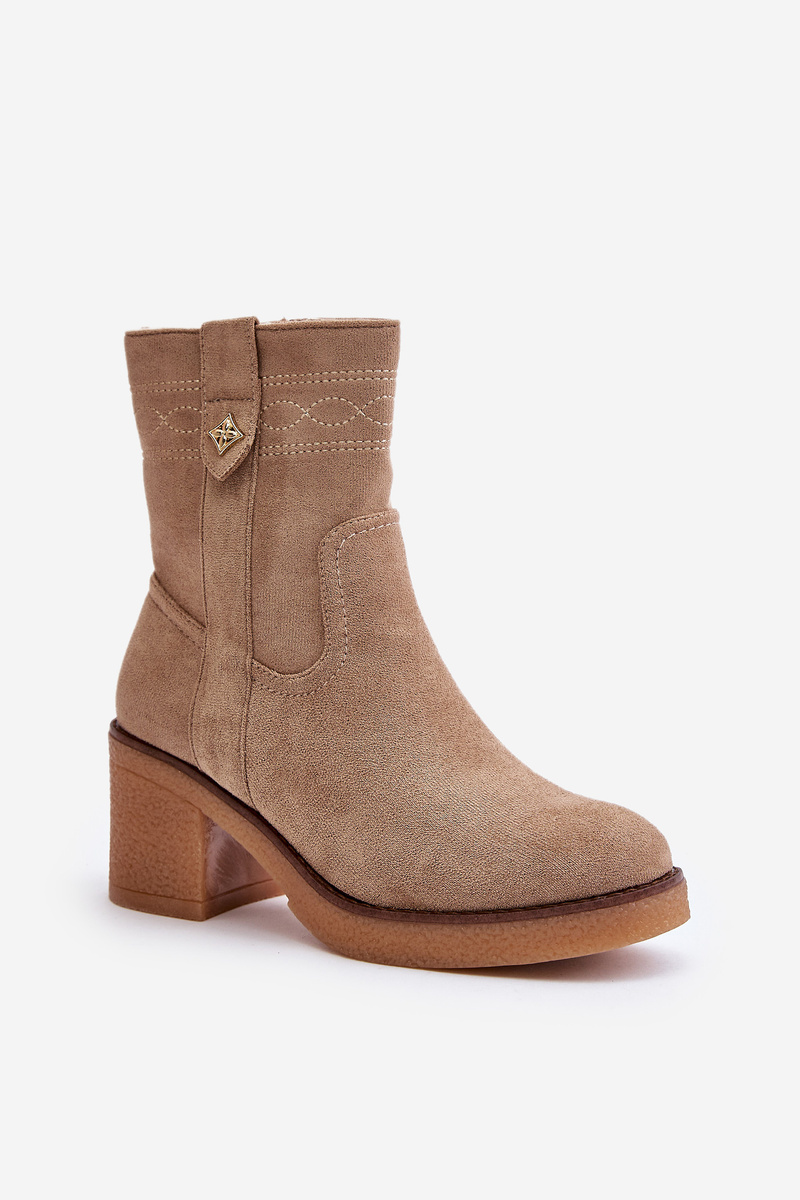 Insulated women's ankle boots on heel beige Vailia