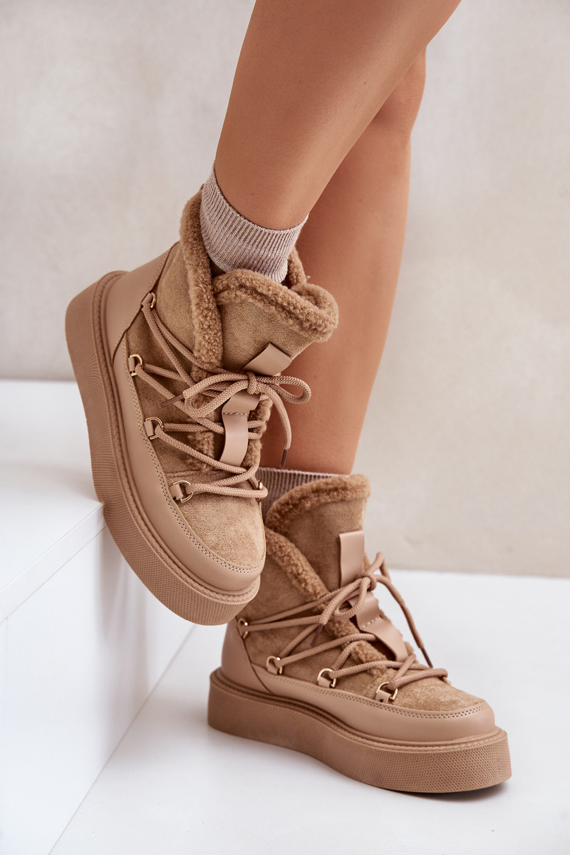 Ankle snow boots on a platform dark beige Tamidra