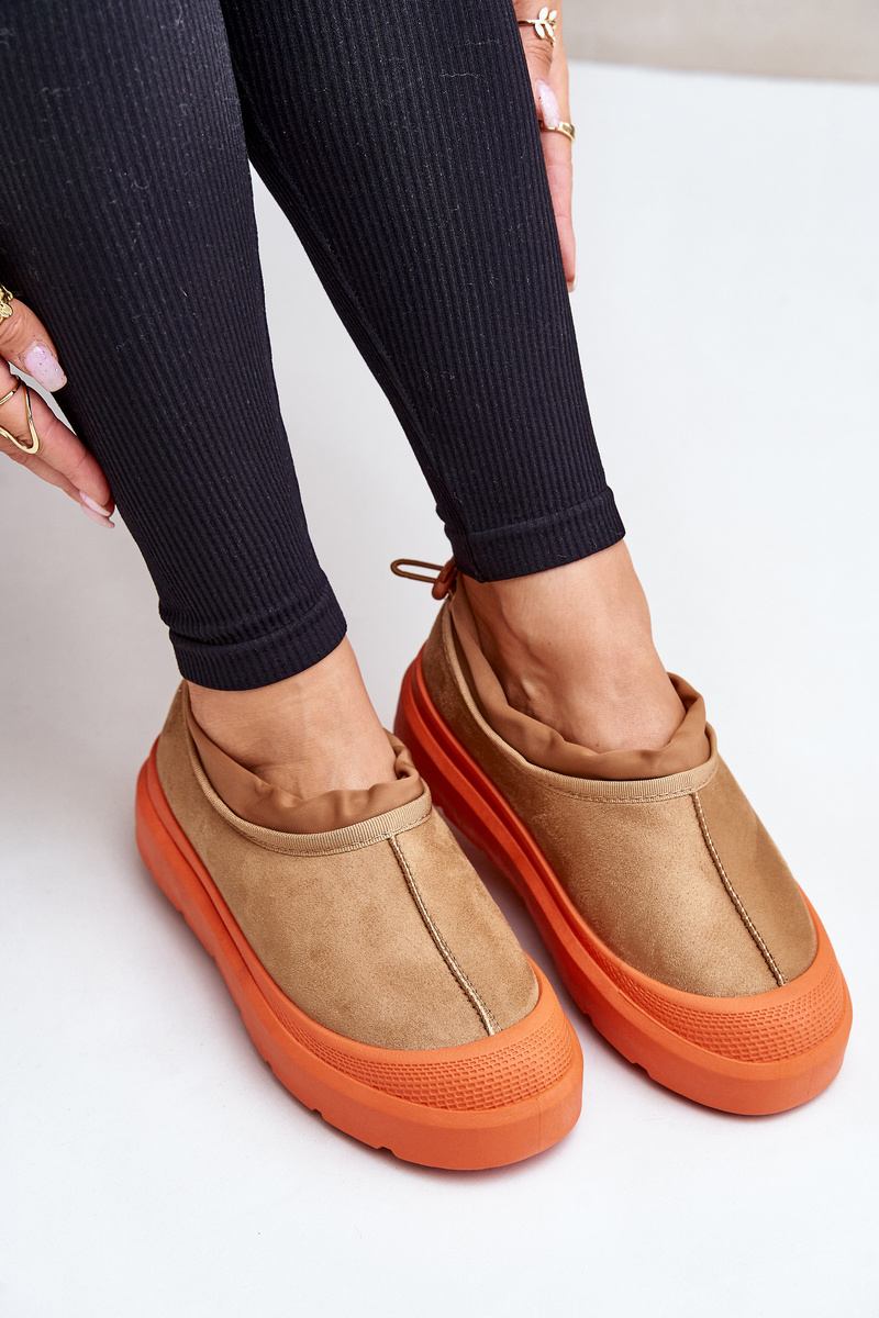 Women&#039;s platform snow boots with low shin part Camel Izamine