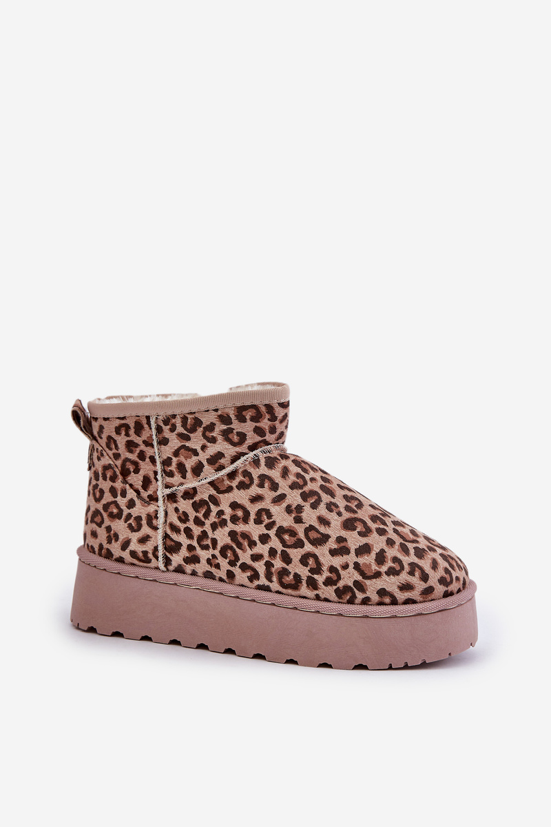 FR1 Dámske Snehule S Leopardím Motívom Na Platforme Zateplené Kožúškom Hnedé Xamella