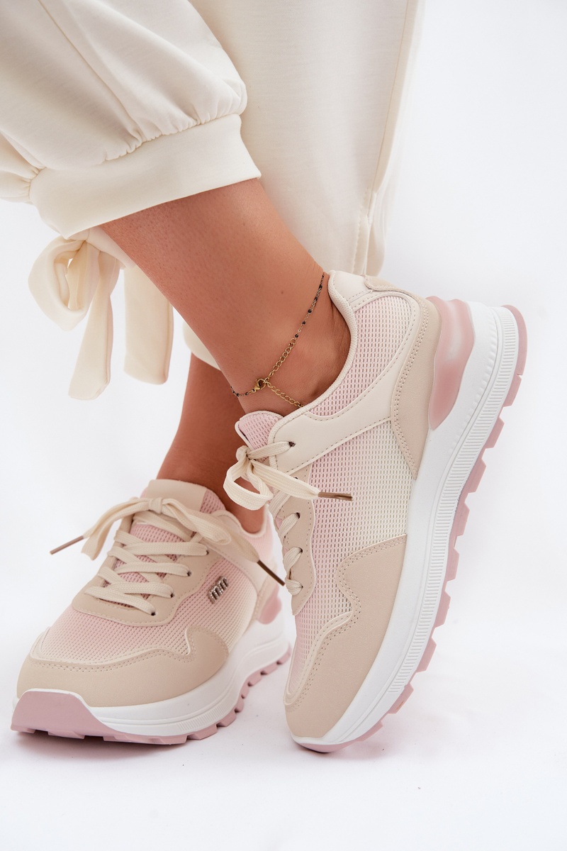 Бежови дамски маратонки на платформа