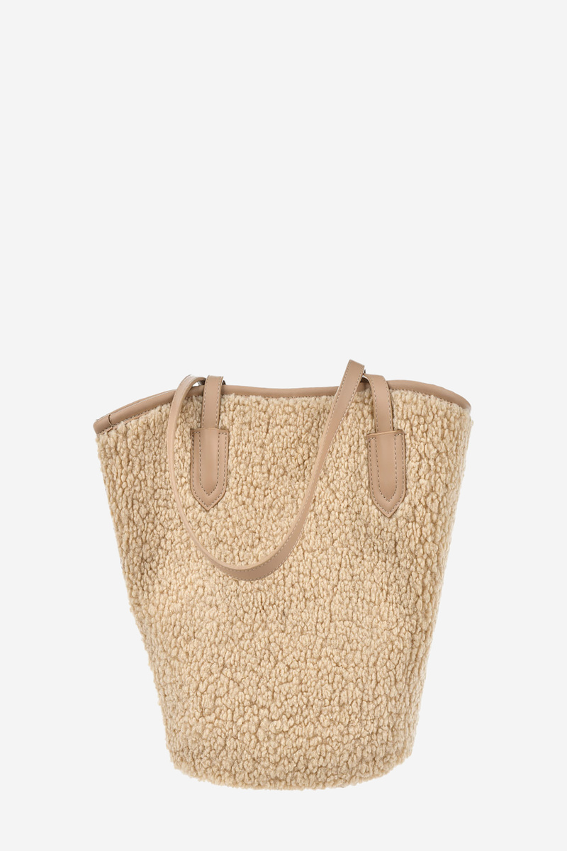 Big Star beige shopper bag with sheepskin