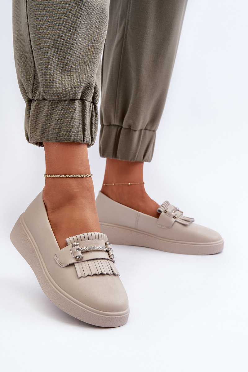 Mocasini cu platformă din piele pentru femei