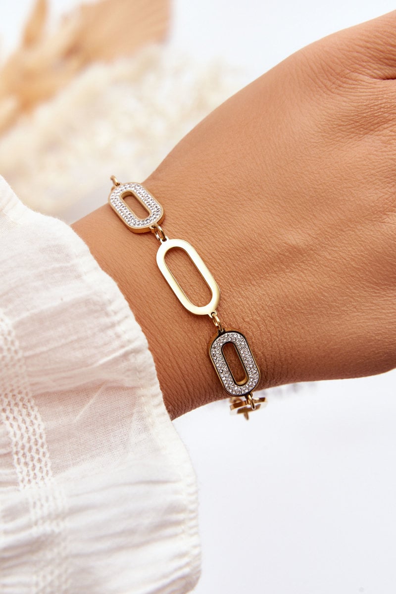 Glam Chic Bracelet With Oval Pendants Gold