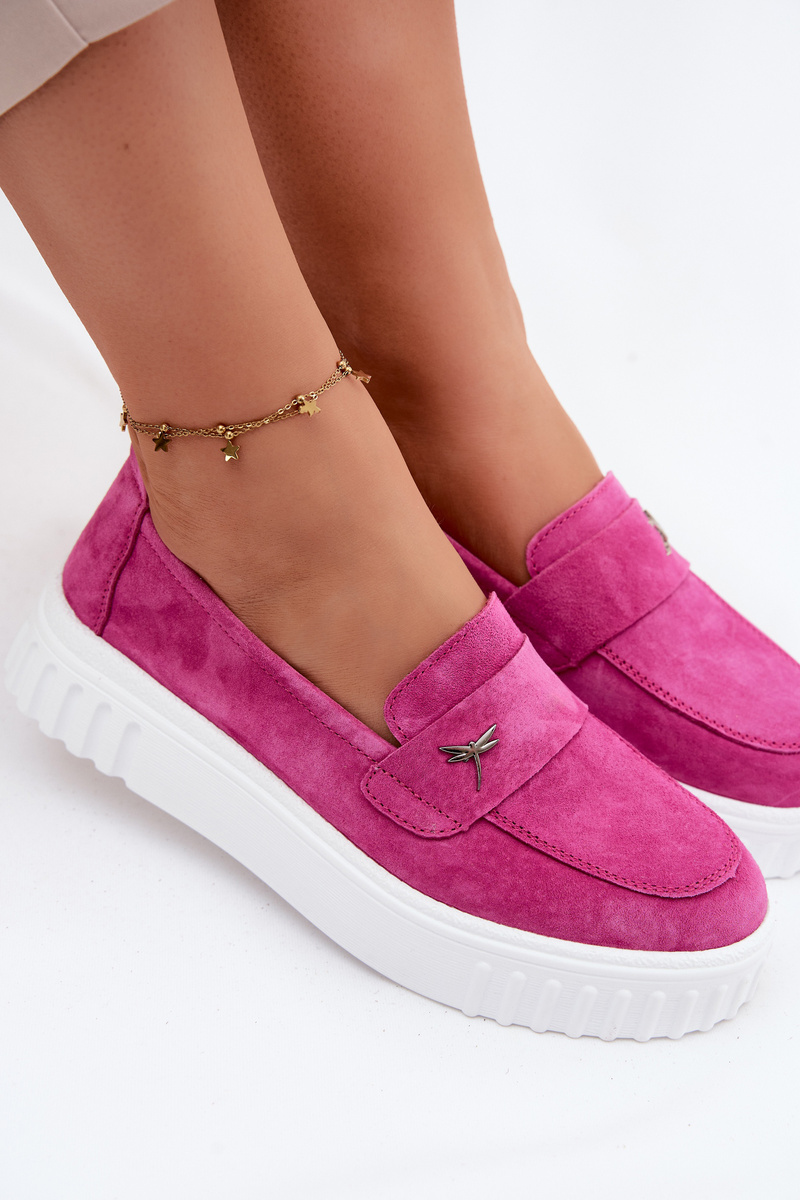 Kožené semišové slip-on topánky na platforme, Vinceza Fuchsia