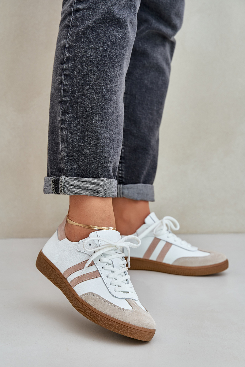 Zazoo N1068 Kožené Nízke Sneakers Dámske Béžové