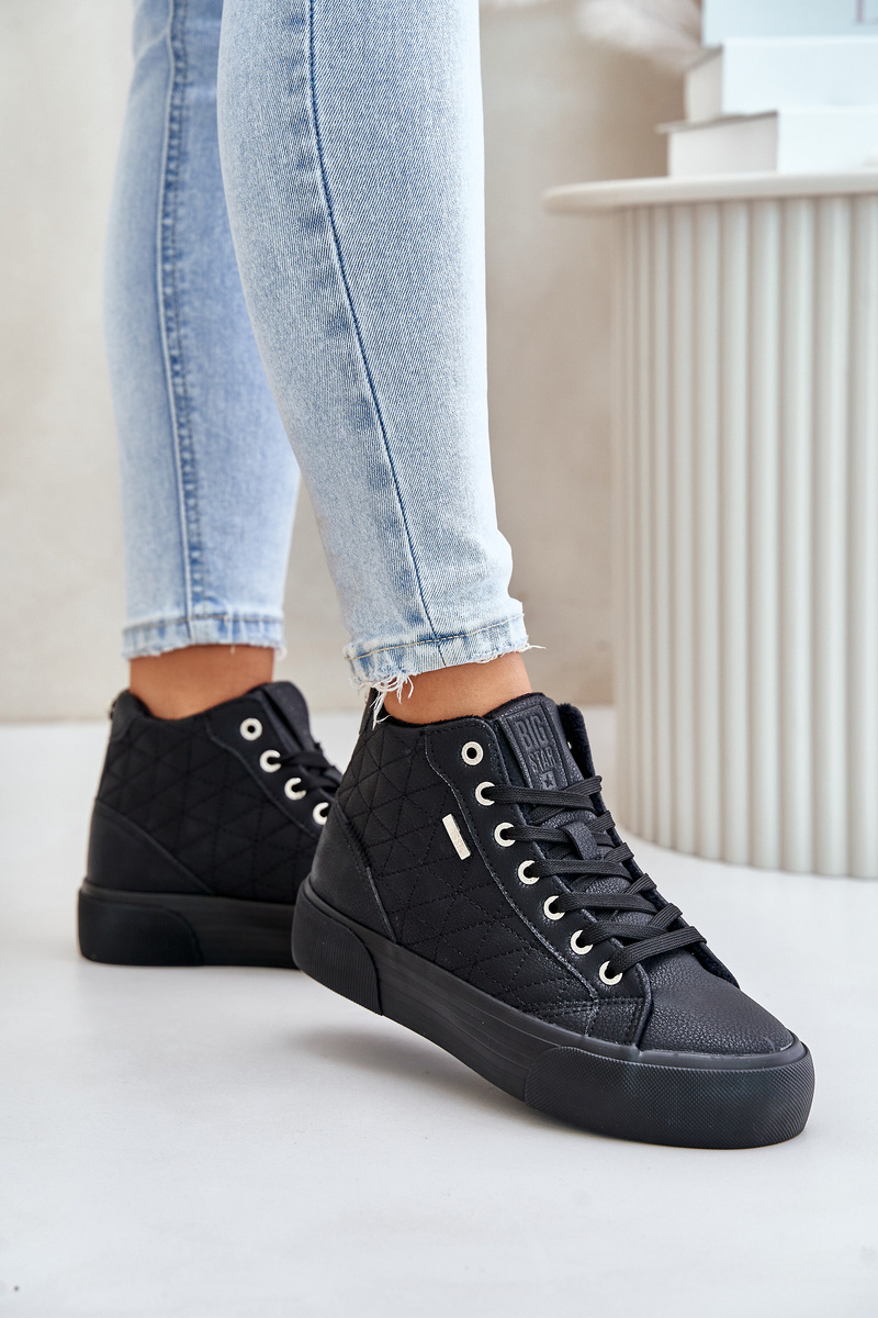 Insulated women's sneakers with Big Star stitching black