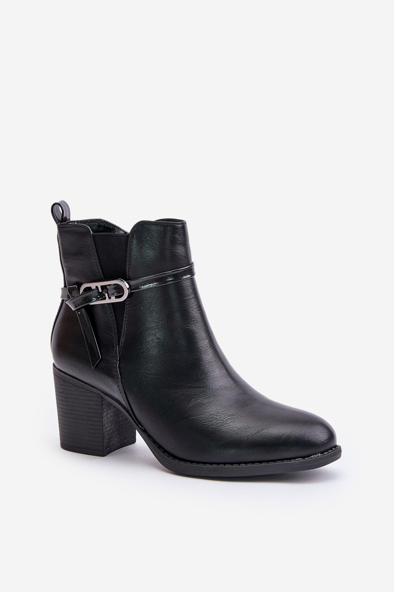 Women's ankle boots with heel with strap insulated black Zinithia