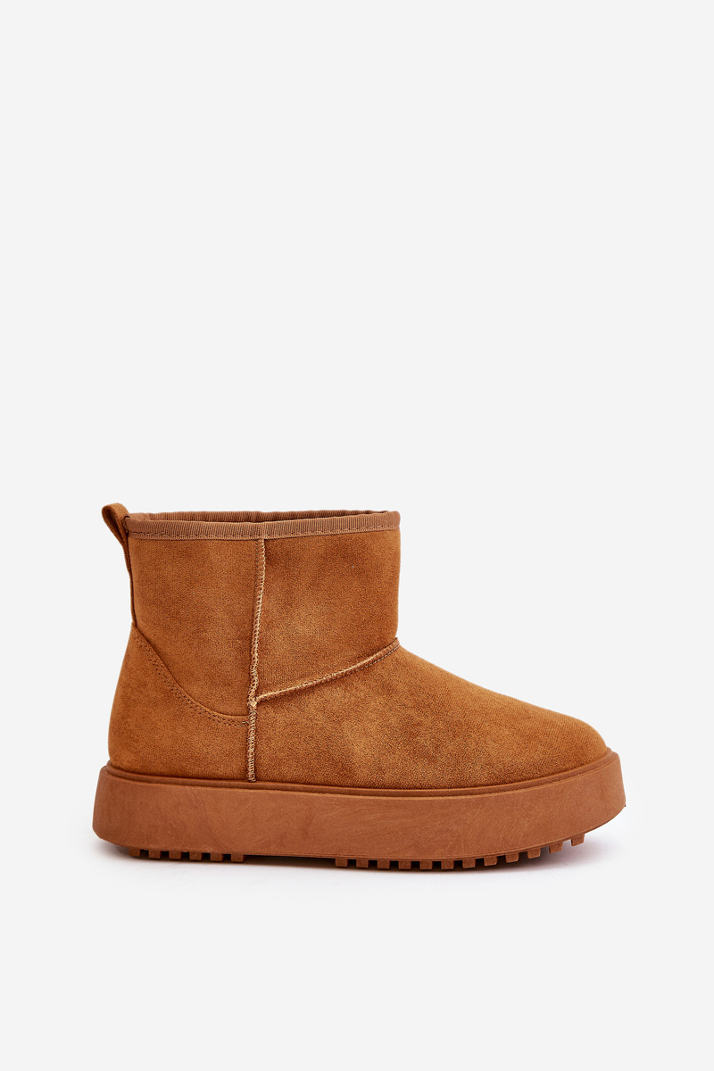 Women's platform snow boots made of eco suede Camel Atteria