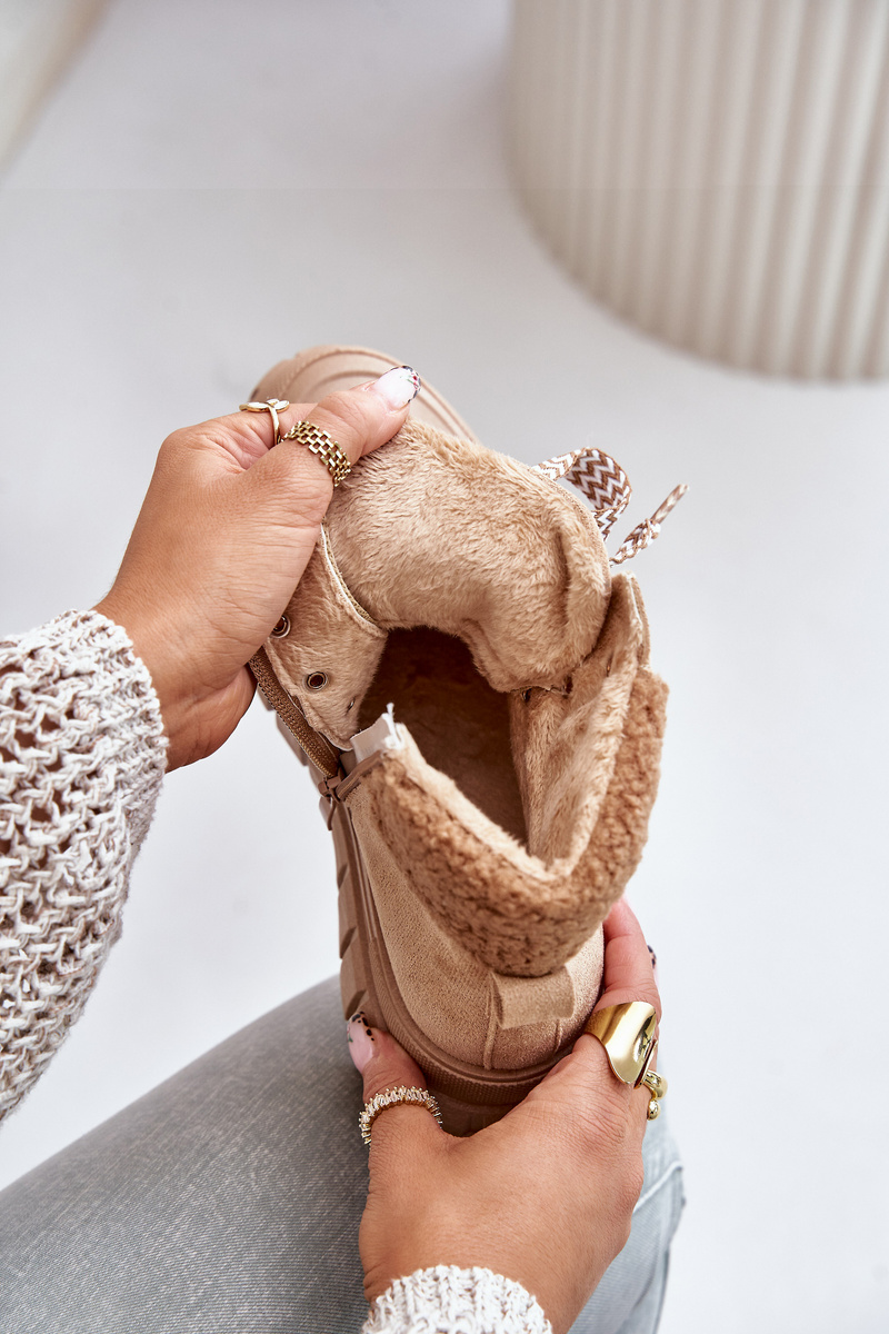 Women's insulated ankle boots on a platform brown Alcyhen