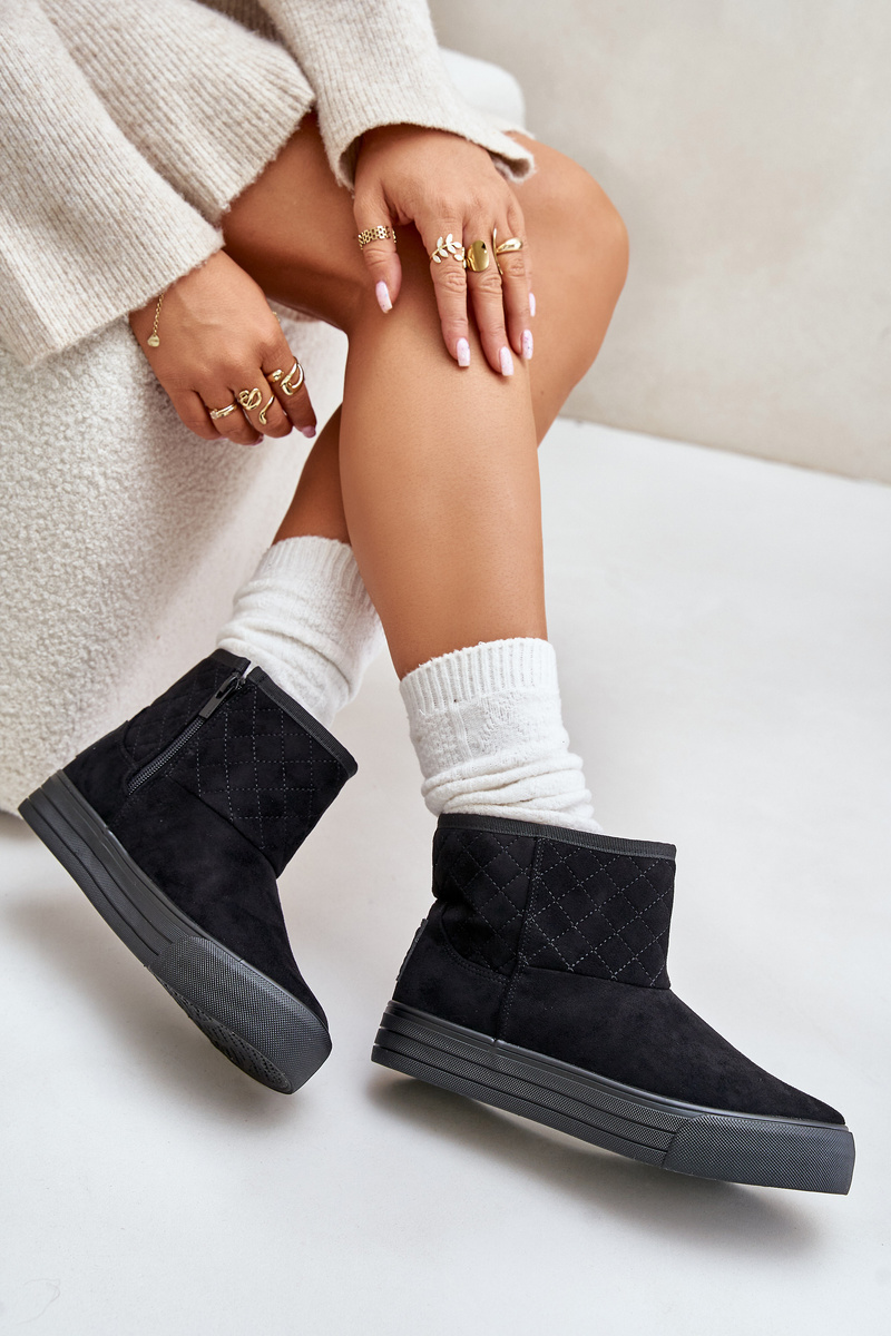 Ankle snow boots with zip insulated with fur Big Star black