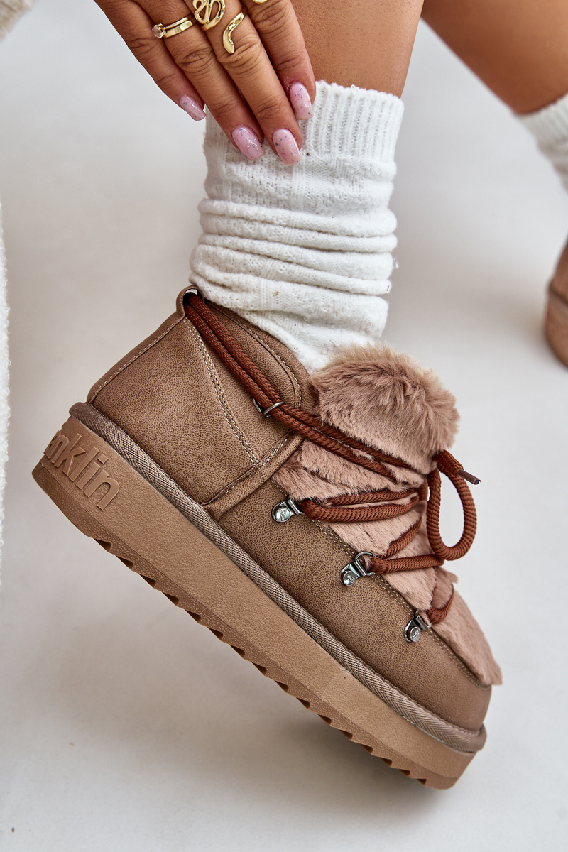 Low platform snow boots with fur D.Franklin brown