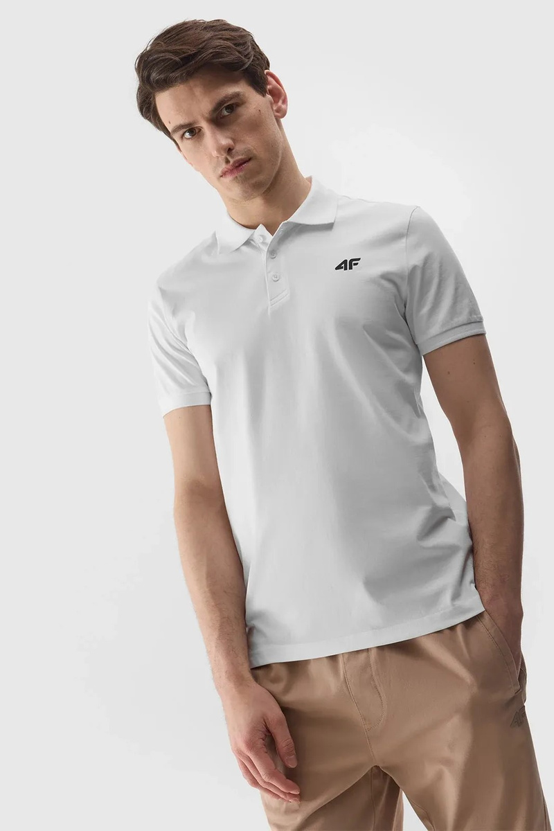 Men's Regular Polo Shirt With Logo 4F White 4FWMM00TPT