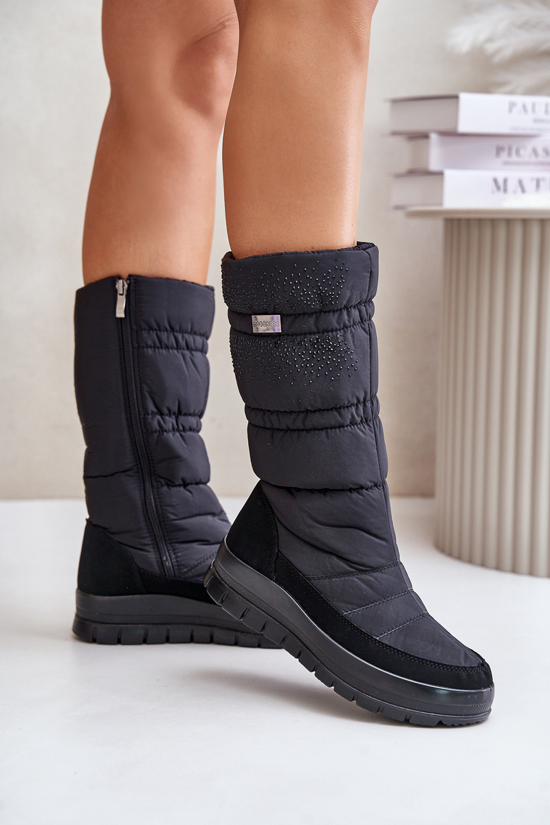 Women&#039;s snow boots with Progress decoration black