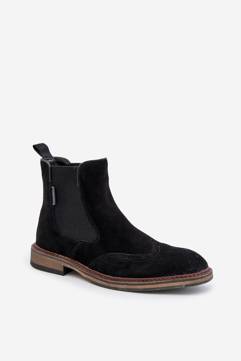 Suede Men&#039;s Ankle Boots Chelsea Big Star Black
