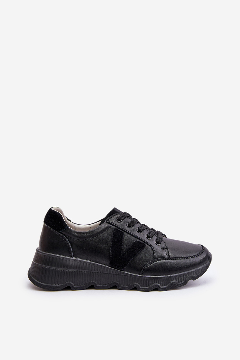 Leather women's sports shoes Vinceza black