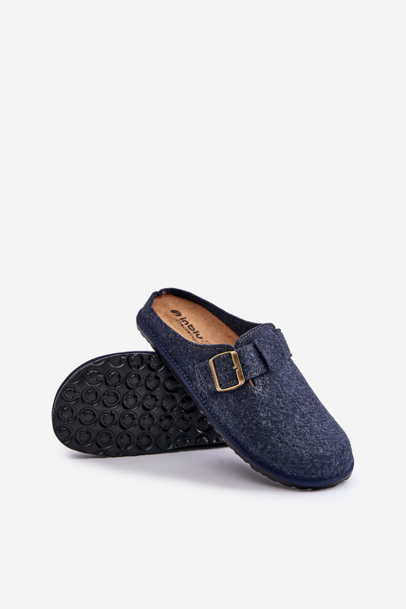 Comfortable men&#039;s slippers with Inblu buckle blue